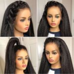 Brazilian Kinky Straight Bone Yaki Lace Frontal Human Hair Wig – Transparent Lace, Natural Look